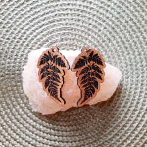 kolczyki liść paproci na bryle soli