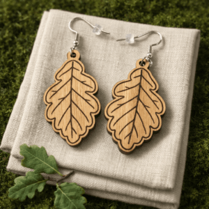 kolczyki w kształcie liścia dębu