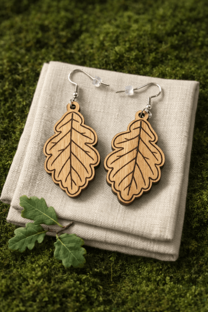 kolczyki w kształcie liścia dębu
